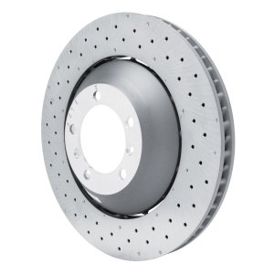 Porsche 911 Brake Rotor (1) - Front - R1 Concepts - Drilled Carbon Alloy GeoMET - `10-`11